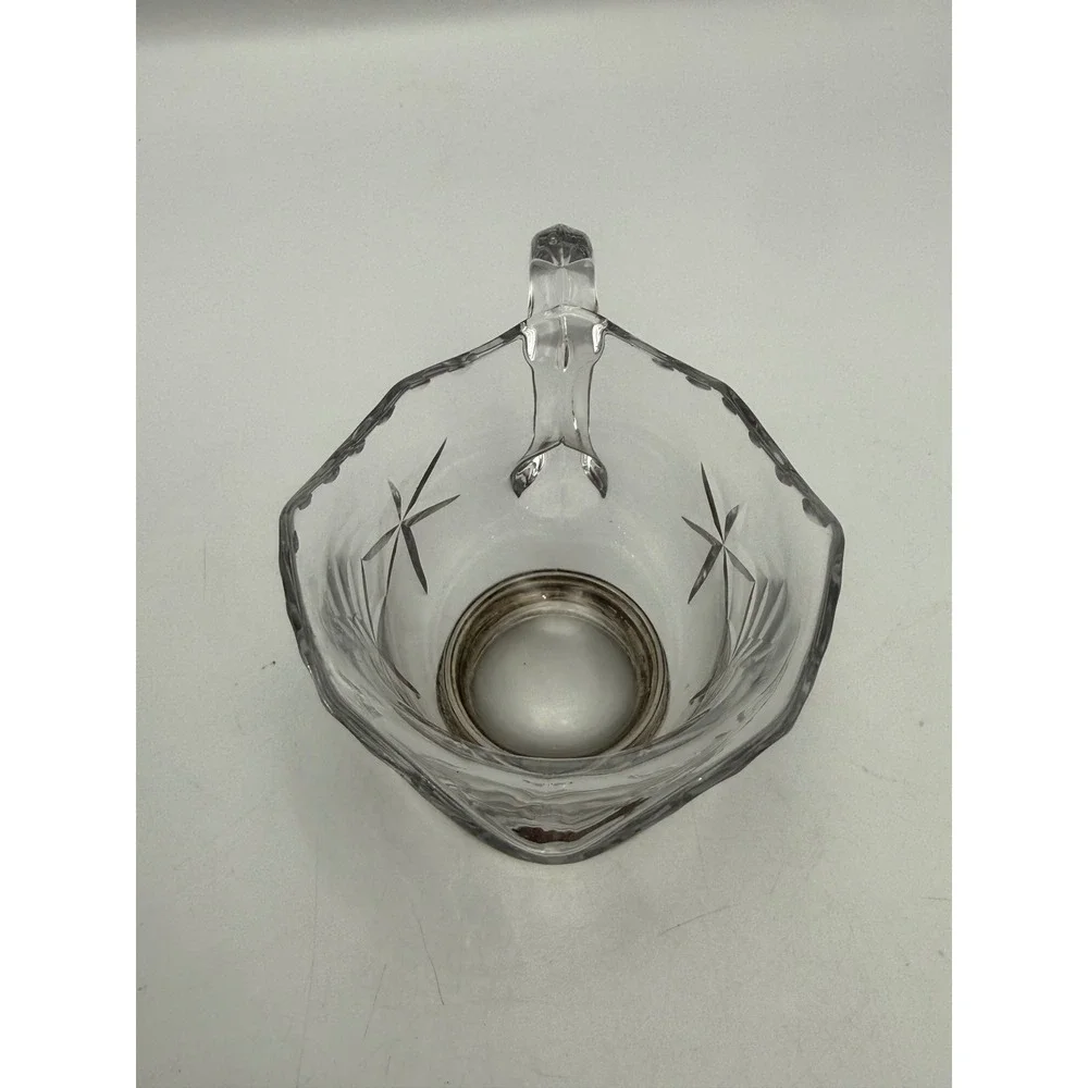 Duchin Creation Sterling Silver Weighted Base Cut Glass Creamer and Sugar Set